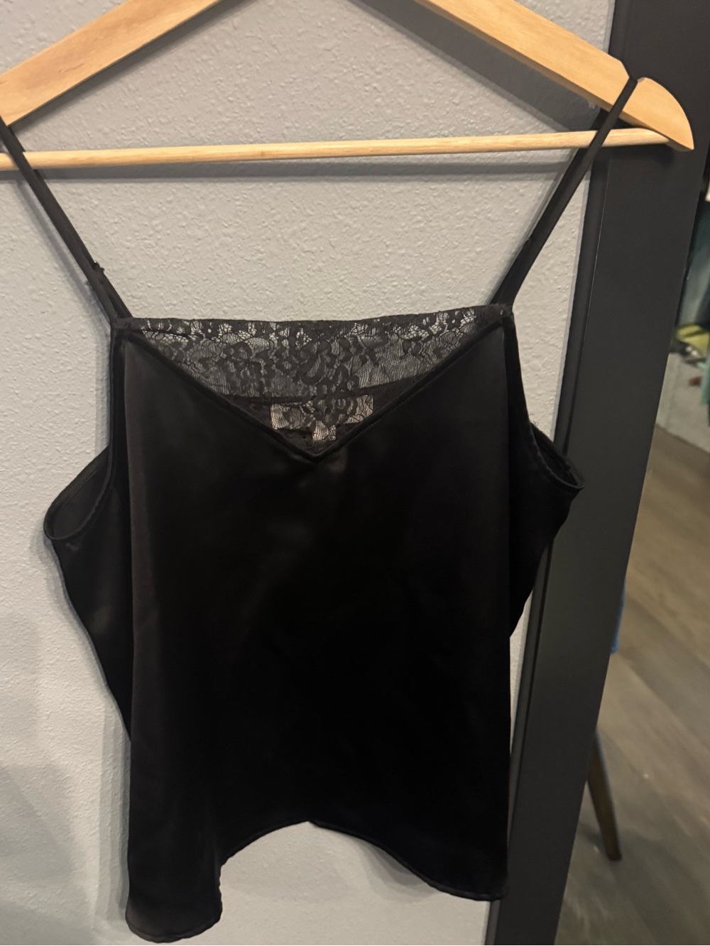 Black Satin Lace-Trim Cami Top - Women Intimates & Sleepwear 🖤 - Picture 2 of 9